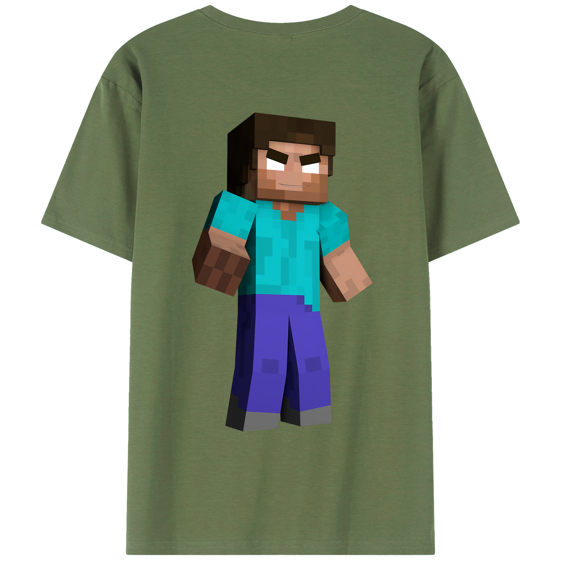 （画像用） マインクラフト ブロックの世界 Minecraft MC Block world 綿100％ メンズ半袖Tシャツ（バックプリント） 通気性